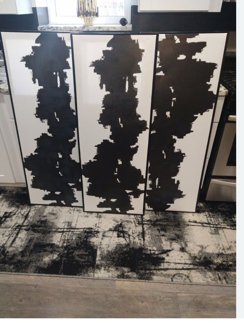(Incomplete, 3 pieces only ) Contemporary 3pieces framed art- Art print 19 X 49’