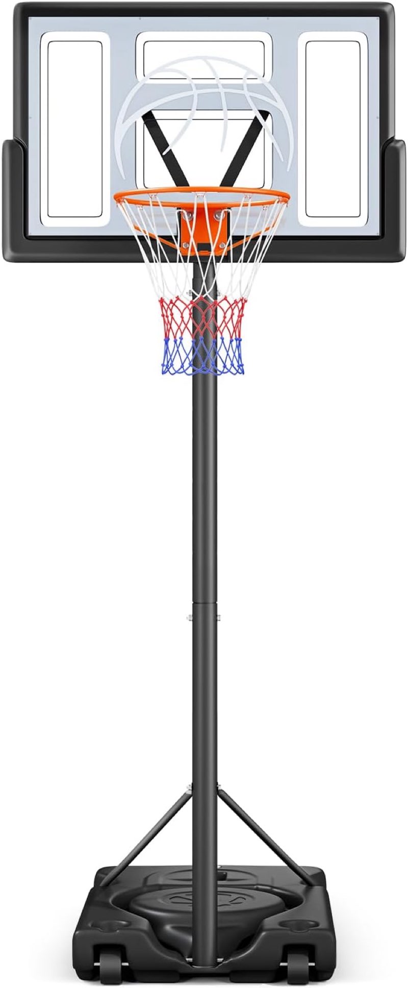 yohood basketball hoop outdoor 10ft adjustable, portable basketball hoop goal system for kids youth and adults in backyard/driveway/indoor, 44 inch shatterproof backboard and larger base