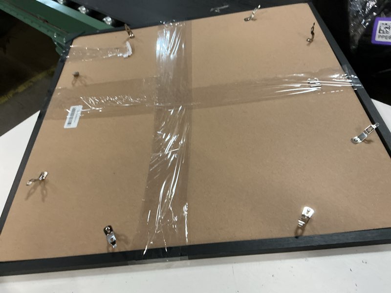 Condition photo showing As Is for 24x24 picture frame black with 20x20 mat, display photo 20x20 with mat or 24 x 24 without mat, wall hanging large 24x24 poster frame with shatter resistant plexiglass, black black 24x24 inch
