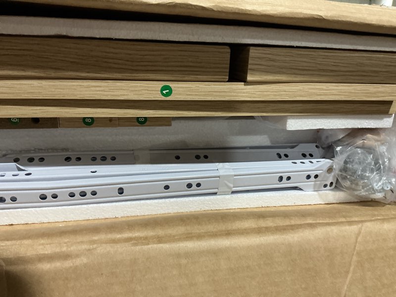 Condition photo showing New/Like New for similar end table with 2 drawers,handle-free design