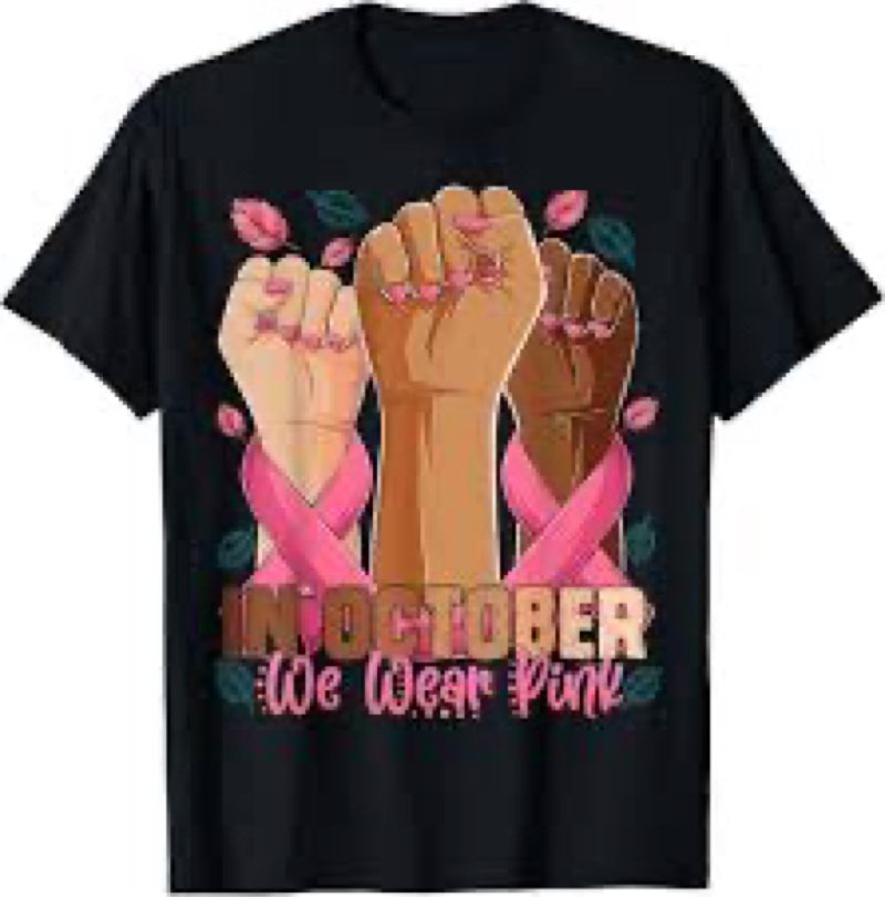 Hand In October We Wear Pink Breast Cancer Awareness Month T-Shirt