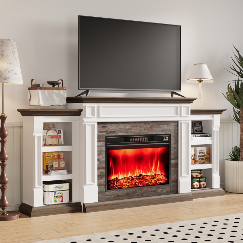 winston porter 80\" electric fireplace mantel with 30\" electric fireplace, fireplace tv stand for tvs up to 90 inch ( incomplete  only  fireplace ) 