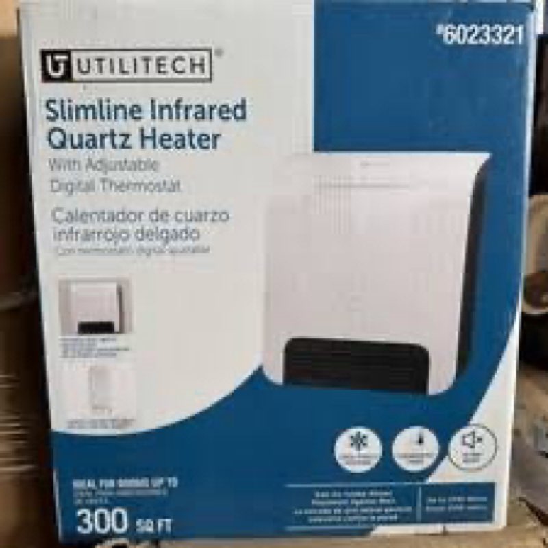 Utilitech Slimline Infrared Quartz Heater 1500W w/ Thermostat & Remote - UT1154