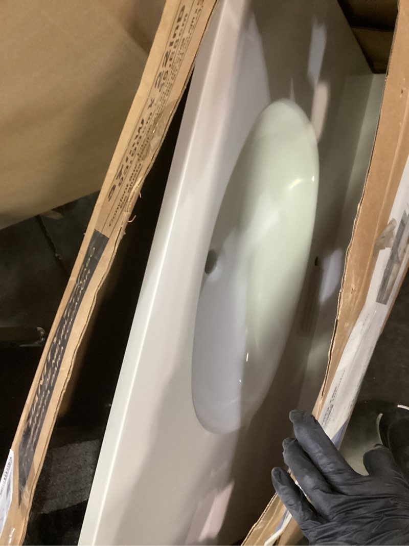 Condition photo showing Good Condition for project source cultured marble vanity tops 37-in x 22-in white cultured marble integral single sink 3-hole bathroom vanity top