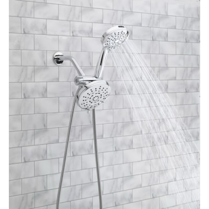 allen + roth Nevis 6.0 -Spray Chrome 5-in Round Shower Head with Handheld Combo 1.8 GPM