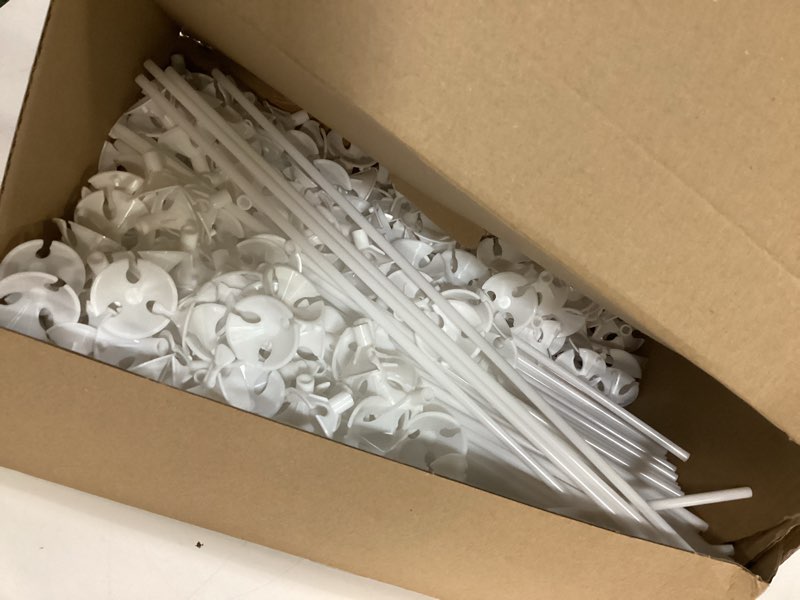 Condition photo showing item condition for Chivao 300 Pcs Plastic Balloon Stick with Cup, Balloon Stick with Base Holder Stand for Birthday Wedding Graduation Prom Baby Shower Party Decoration Supplies(White)