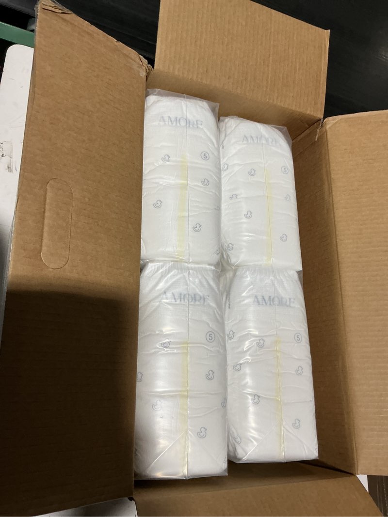 Condition photo showing New/Like New for pampers amore, size 5 (20-37 lbs), 88 count, our best diaper – hypoallergenic & fragrance free, up to 100% leakproof, soft as cashmere size 5 88