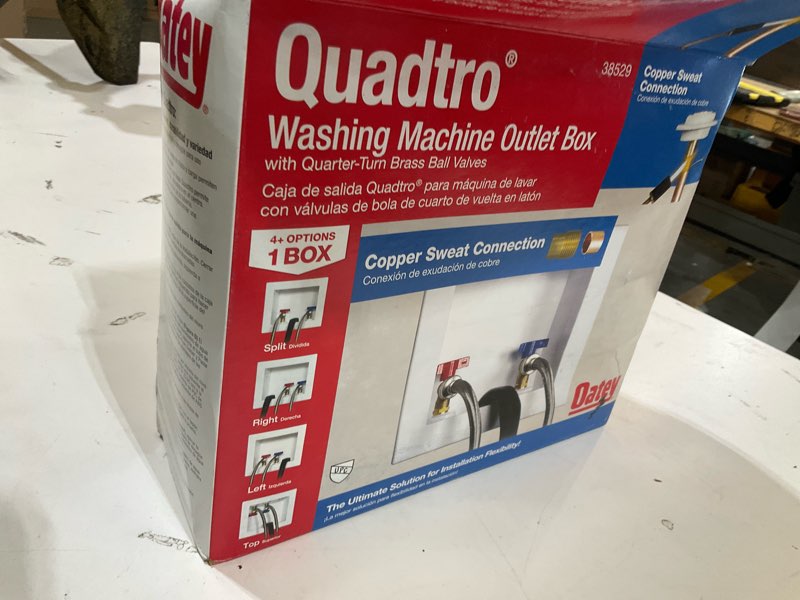 Condition photo showing As Is for oatey washing machine outlet box