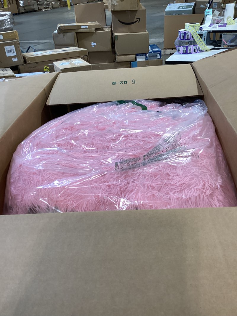Condition photo showing Good Condition for flysheep luxury faux fur king size winter comforter set shaggy velvet blush pink long hair, 3 pieces plush flannel sherpa backing reversible soft microfiber super warm bedding set for holiday pink king-100"x86"