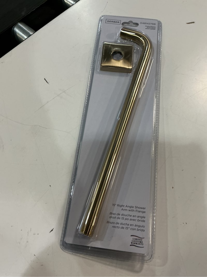 Condition photo showing New/Like New for gerber d481427bb 15-inch shower arm with square escutcheon - wall mounted shower head extension pipe arm with all-metal construction, brushed bronze