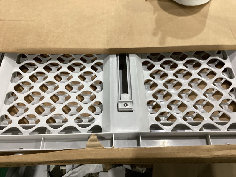 Condition photo showing Good Condition for mypet universal pet gate: 26” - 42” wide dog gate for doorways with pressure fit or swinging door hardware mounting types included: 26" tall; gray
