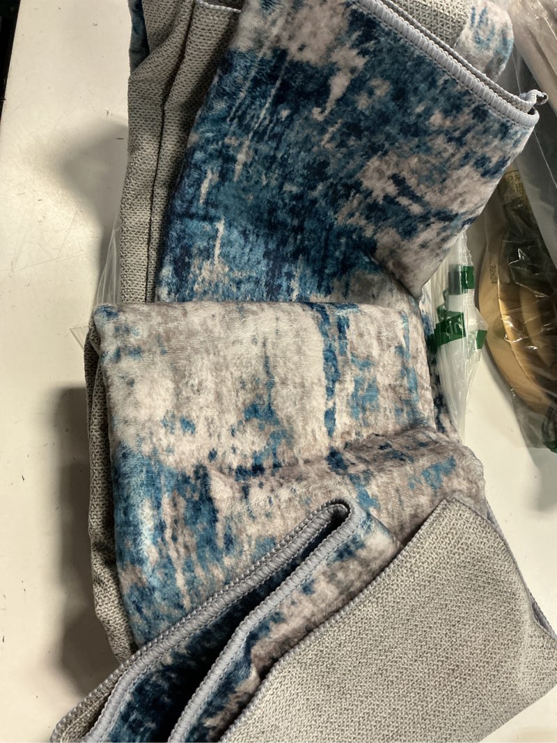 Condition photo showing Good Condition for releany washable area rugs 3x8 non-slip modern abstract soft for living room entryway bedroom nursery, print pattern, blue grey navy gray blue/gray 3' x 8' (runner)
