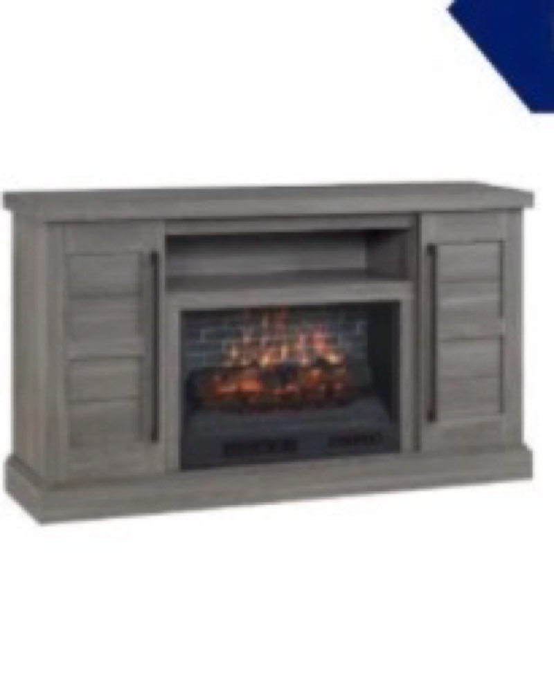Stylish Gray TV Stand with Cozy Electric Fireplace