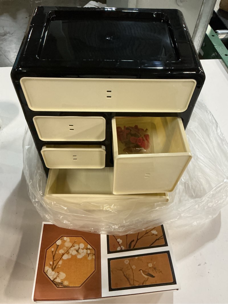 Condition photo showing New/Like New for cologne organizer for men,cologne stand with 5 drawer,stylish nightstand organizer with floral & bird design,dresser drawer organizers,organizador de perfumes,perfume stand organizer for bedroom,black
