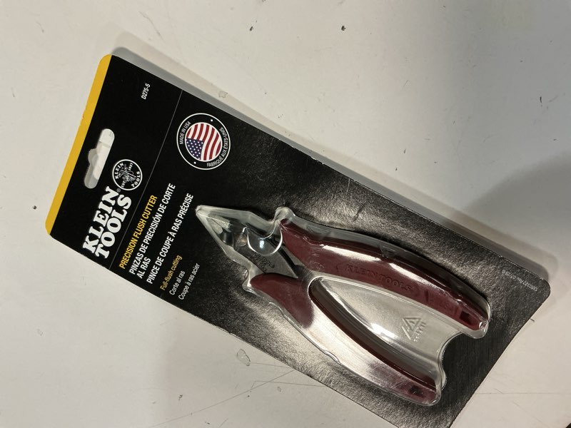 Condition photo showing New/Like New for klein tools d275-5 diagonal flush cutters, made in usa, micro wire and compact zip tie cutter, ultra-slim precision for work in confined areas, 5-inch pliers