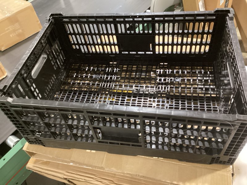 Condition photo showing Good Condition for collapsible storage bin containe?52 liter transferheavy duty plastic storage box ,milk crates heavy duty transit storage of various items black (1)