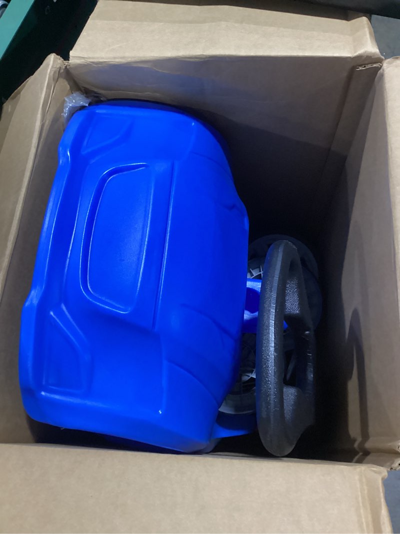 Condition photo showing Good Condition for step2 whisper ride cruiser kids push car, ride on toy, stroller substitute, includes seat belt & horn, made of durable plastic, max weight 50 lbs., for toddlers 1.5-4 years old, blue blue push car