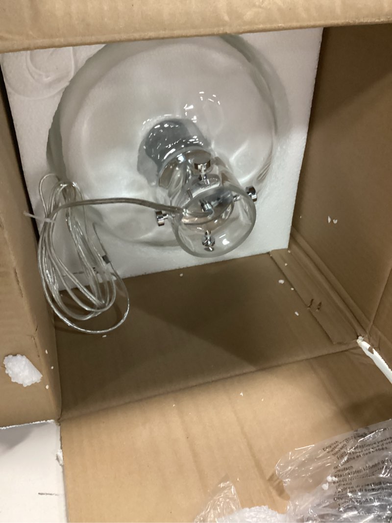 Condition photo showing Good Condition for Chrome Pendant Light for Kitchen Island – 10" Modern Glass Dome Hanging Light Fixture, Single E26 Ceiling Pendant Lamp for Dining Room, Hallway, Bedroom Chrome 9.4 inches