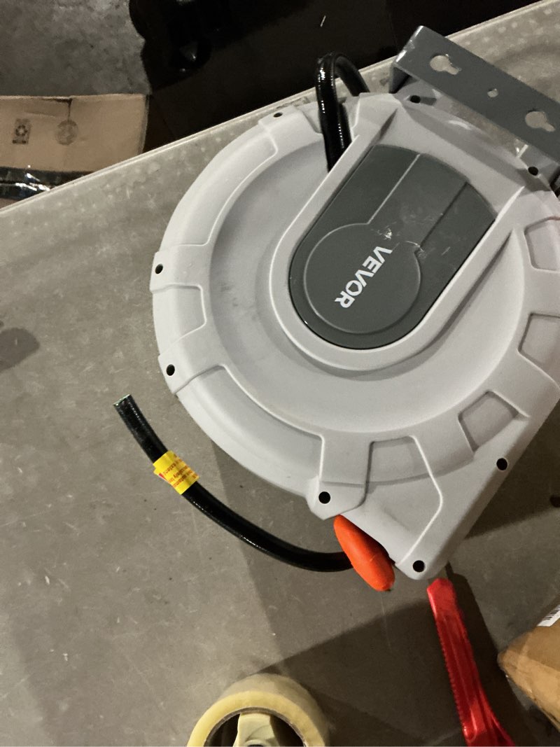 Condition photo showing Good Condition for (Similar to) VEVOR Retractable Garden Hose Reel, 1/2 Inch x 84 ft Wall Mounted Heavy Duty Garden Hose Reel with 9 Patterns Nozzle, Any Length Lock, Upgraded Slow Return System and 180°Swivel Bracket 84ft 1/2\" Hose Diameter
