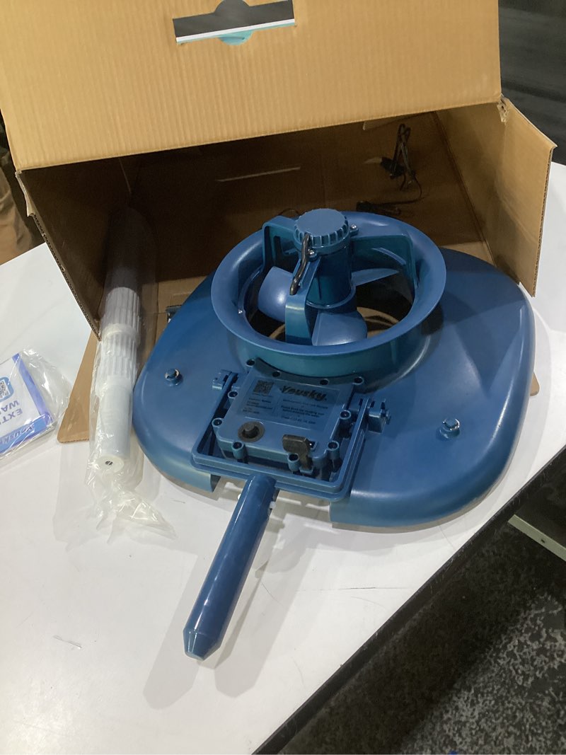 Condition photo showing As Is for (incomplete parts)rechargeable pool leaf vacuum with telescopic pole, 83gpm powerful suction– cordless pool skimmer for inground & above ground pools with 6.6gal leaf catcher bag for heavy debris areas
