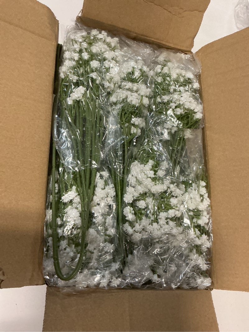 Condition photo showing New/Like New for martine mall babys breath artificial flowers, 50 pcs white baby breath flowers artificial bulk, fake baby breath gypsophila real touch faux babys breath for wedding floral arrangement home decor white 50 pcs
