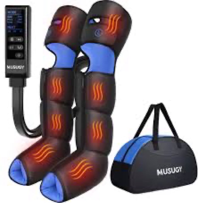 air compression leg massager with heat : musugy sequential foot and calf massager for circulation an