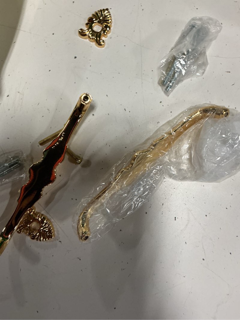 Condition photo showing Good Condition for cchhyyt 2 pack 5'' brass cabinet handles antique floral pattern cupboard handle drawer pulls solid brass kitchen hardware pulls 24k gold handles for cabinet drawer wardrobe (5” hole center, 24k gold) 5" hole center 24k gold