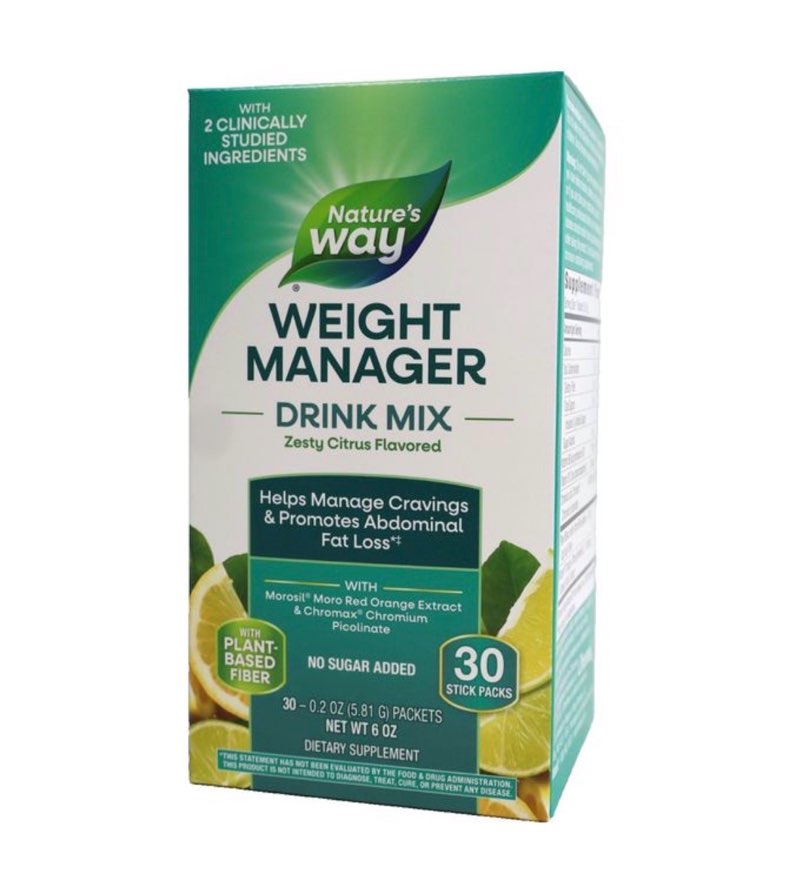 nature's way weight manager drink mix no sugar added zesty citrus 30ct