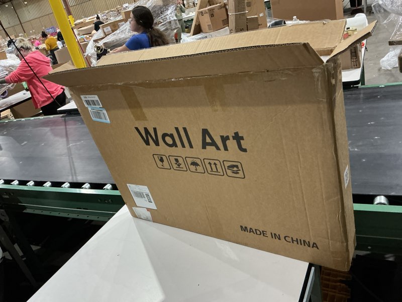 Condition photo showing New/Like New for large framed black and white neutral abstract wall art, 3 piece minimalist canvas prints paintings artwork for walls, boho geometric pictures for living room hallway office wall decor total 30x60 in 20" w x 30" h x 3pcs boundless lines