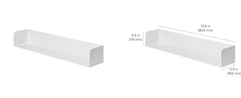 DOLLE 31.5-in L x 5.9-in D x 4.5-in H White Metal Rectangular Floating shelf 3 Decorative Shelves