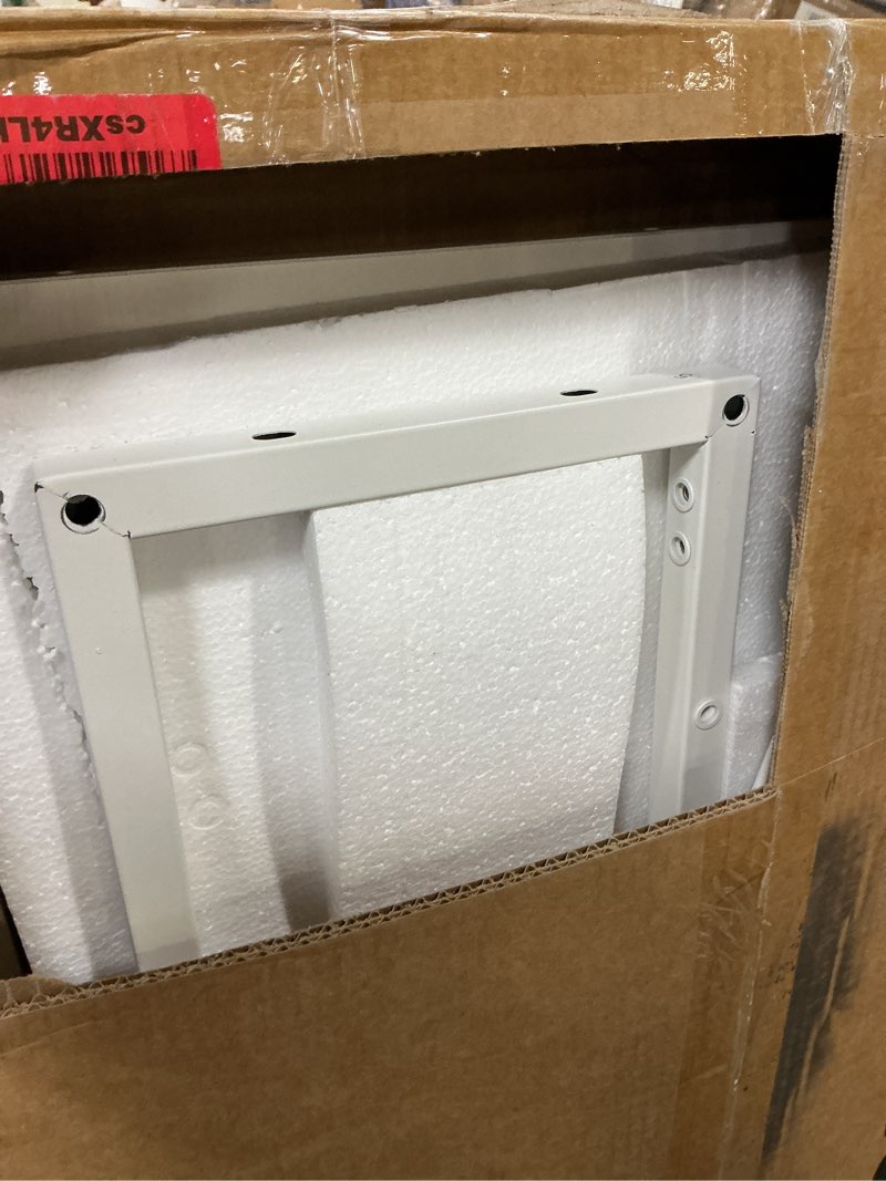 Condition photo showing Good Condition for huuger l shaped desk, 55 inches computer desk with reversible storage shelves, for gaming corner home office writing study, metal frame, white white 55 inch