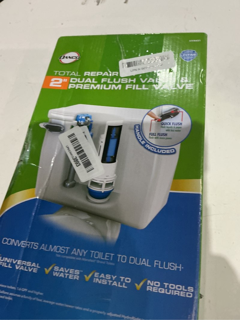 Condition photo showing As Is for danco hyr451t hyrdroright universal water-saving toilet repair kit with dual flush valve, lever handle, white, hyr451t pack of 1 lever handle