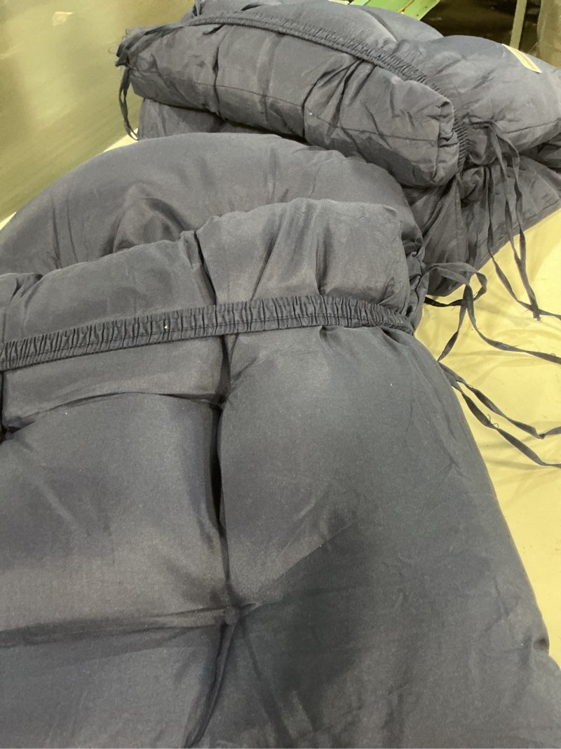 Condition photo showing Good Condition for outdoor adirondack chair cushions set of 2 for outdoor furniture thick waterproof lawn chair cushion with ties indoor navy blue rocking chair cushion for home decoration,47"*19.68"*3.9" navy blue 47x19.68in