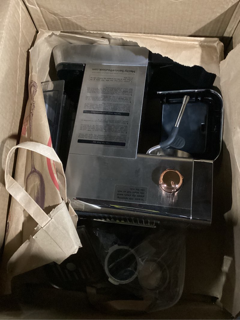 Condition photo showing As Is for Mecity 20 Bar Espresso Machine with Milk Frother, Brushed Stainless Steel Shell, 37 fl.Oz Water Reservoir, Coffee Maker For Espresso, Latte, Mocha, Americano. 1400W