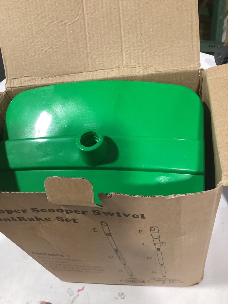 Condition photo showing Good Condition for pooper scooper swivel bin & rake with 100 waste bags, dog pooper scooper with bag attachment for large medium small dogs, poop scooper with lid for lawn yard dog kennel