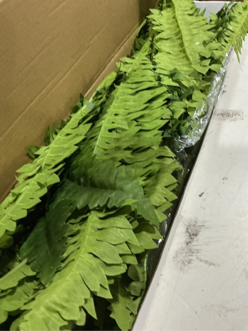 Condition photo showing As Is for forest prince 35" ferns artificial bush plants large, 2 artificial boston ferns with 39 fronds for outdoors home decor