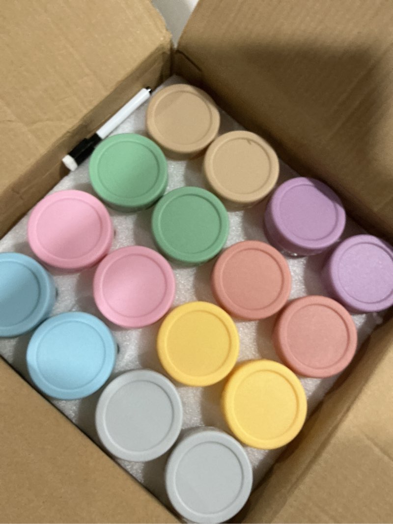 Condition photo showing As Is for rowinsydd 16 pack glass baby food storage containers, 4 oz leakproof baby food jars with lids, small glass food containers for infant baby, freezer & microwave safe, bpa free 16p