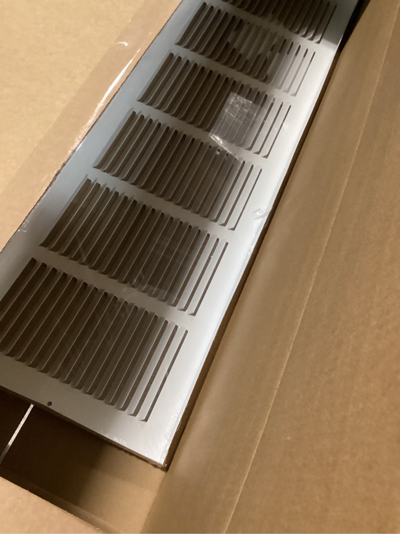 Condition photo showing New/Like New for HVAC Premium 30" X 8" Baseboard Return Air Grille - HVAC Vent Duct Cover - 7/8" Margin Turnback for Flush Fit with Baseboard Work - White [Outer Dimensions: 31.75" Width X 9.75" Height] 30 X 8