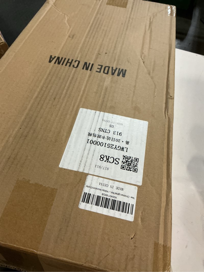 Condition photo showing item condition for 51" Large Outdoor Lighted Prismatic Iridescent Reindeer for Holiday Decor, Handmade Rainbow LED Deer Outside Decoration for Easter Xmax Party Home Yard Lawn, Safe Metal Christmas Light Up Ornament