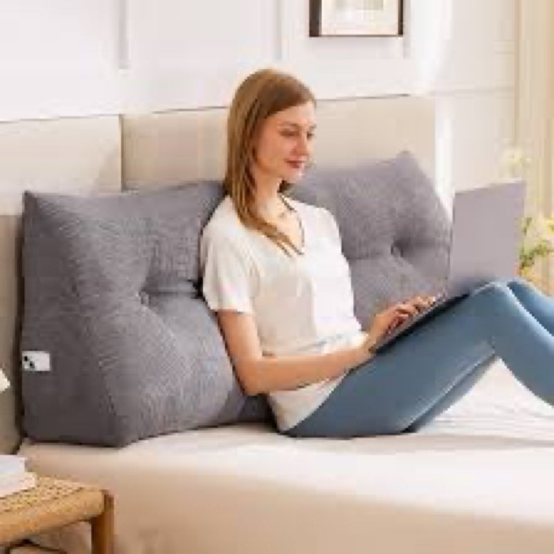 iaseahk headboard pillow queen, triangle pillows for headboard, head board backrest wedge pillow for