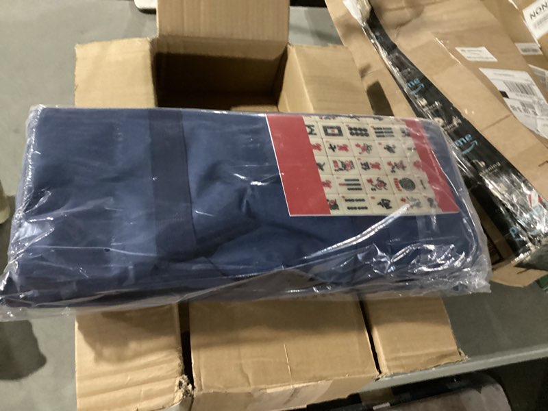 Condition photo showing As Is for american mahjong set - red burgundy soft bag - 166 white engraved tiles, 4 all-in-one rack/pushers western mah jongg game set