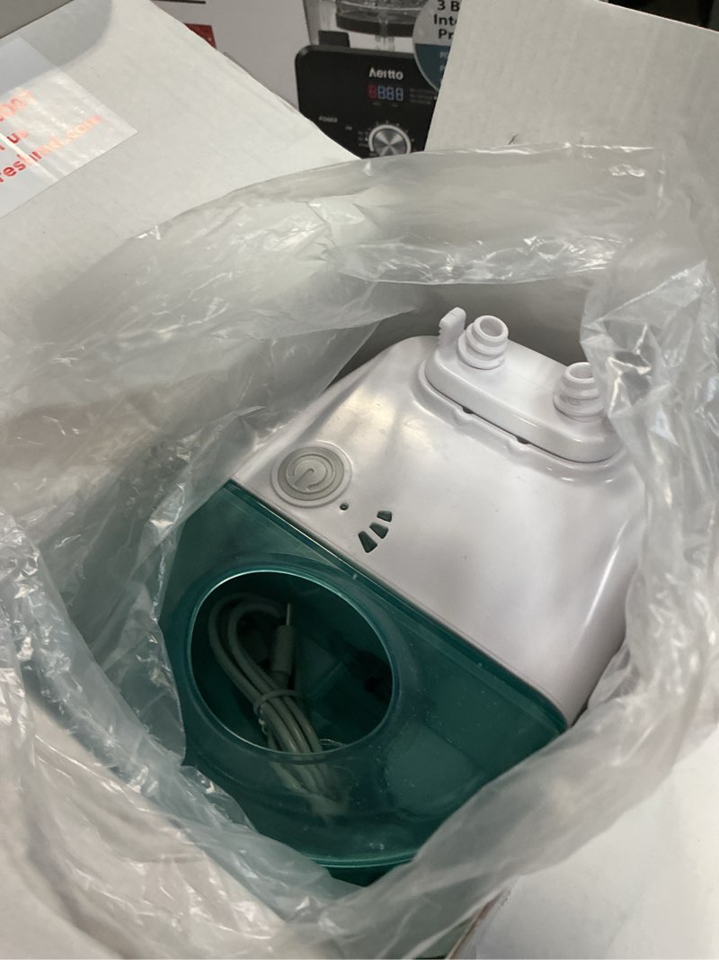 Condition photo showing As Is for nasalfresh md - dual powered nasal irrigation system nasal rinse and wash - sinus decongestant relief system w/ 30 saline packets - rechargeable - 2 sets of nose pillows - snoring remedy