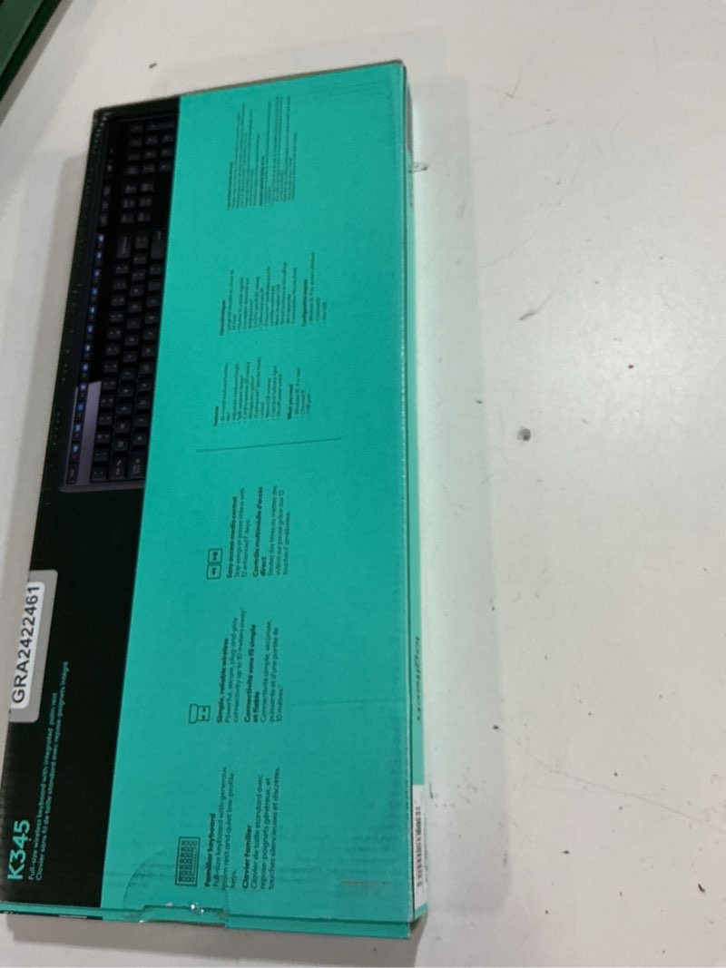 Condition photo showing New/Like New for Logitech K345 Wireless Keyboard - Full-Sized Keyboard with Palm Rest, 2.4 GHz Wireless USB Receiver - for PC, Laptop Keyboard 1 Pack