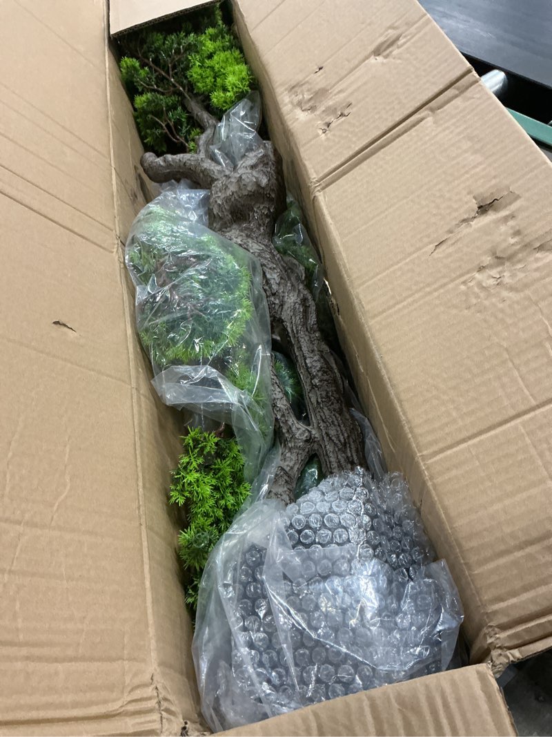 Condition photo showing Good Condition for afand 3.5ft?43in? artificial bonsai tree juniper faux plants indoor big fake plants decor with ceramic pots for home table office desk bathroom shelf bedroom living room farmhouse decorations