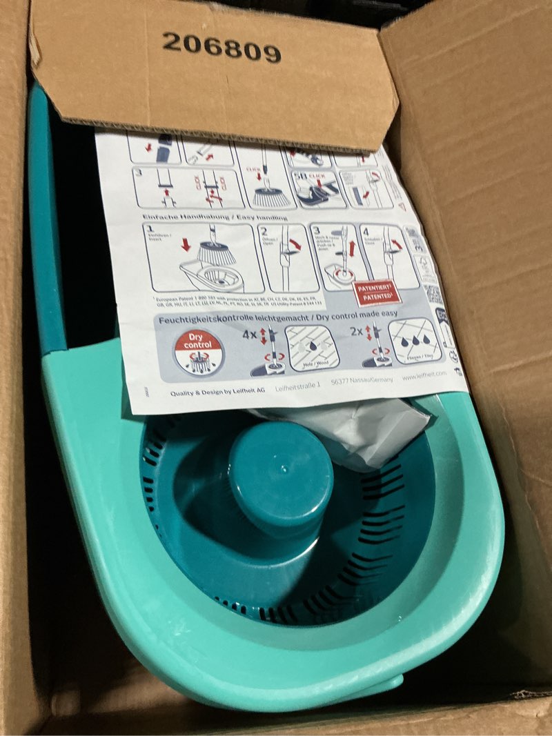 Condition photo showing As Is for Leifheit Clean Twist Spin Mop and Bucket Set with Rollers | Telescopic Handle, 360° Joint, Spin-Dry System | Easy Glide Wheels | Blue Clean Twist 2.0 Mobile Single