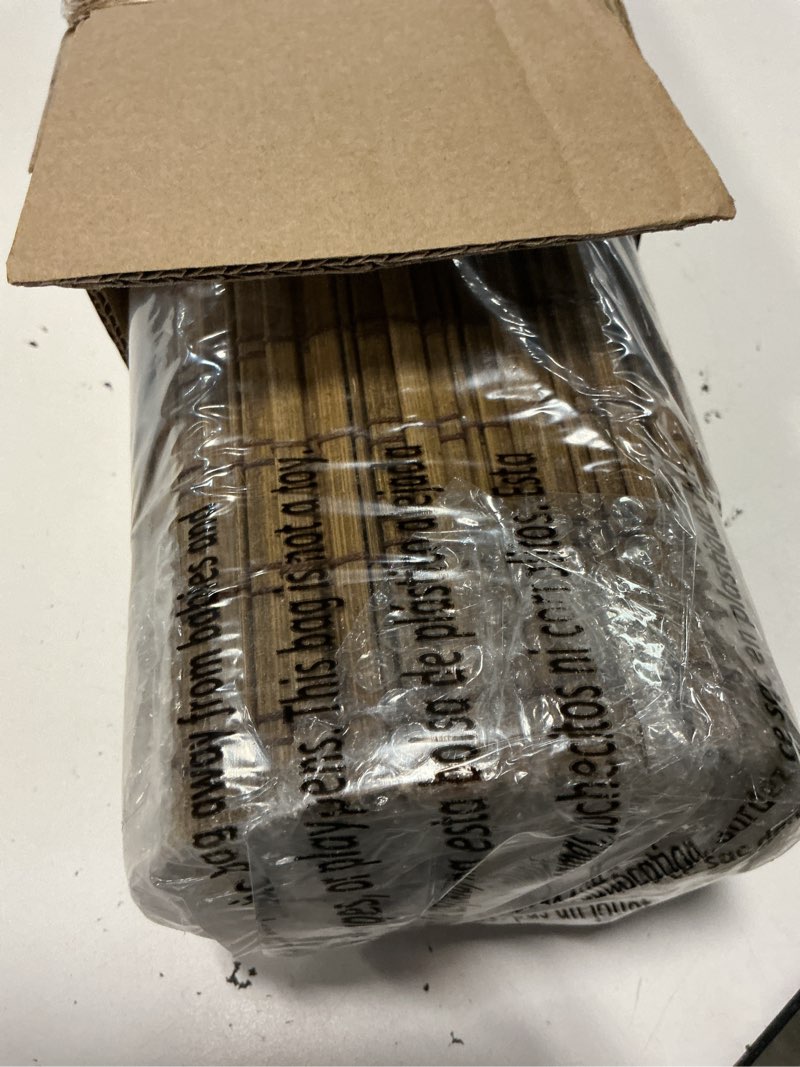 Condition photo showing Good Condition for lazblinds cordless bamboo roman shades, privacy blinds for interior windows, room darkening roll up bamboo blinds for home & patio, 35" w x 64" h, highfield teak pricacy - highfield teak 35" w x 64" h