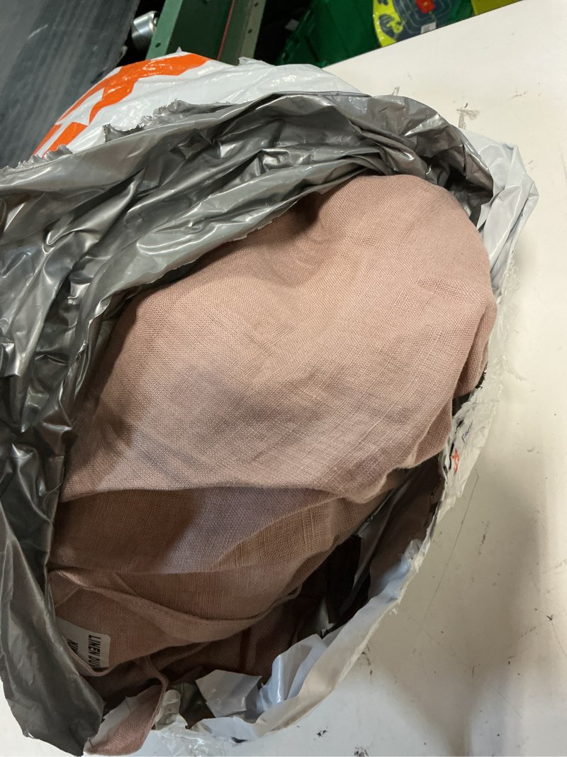 Condition photo showing As Is for european linen duvet cover set, king/cal king, dusty mauve