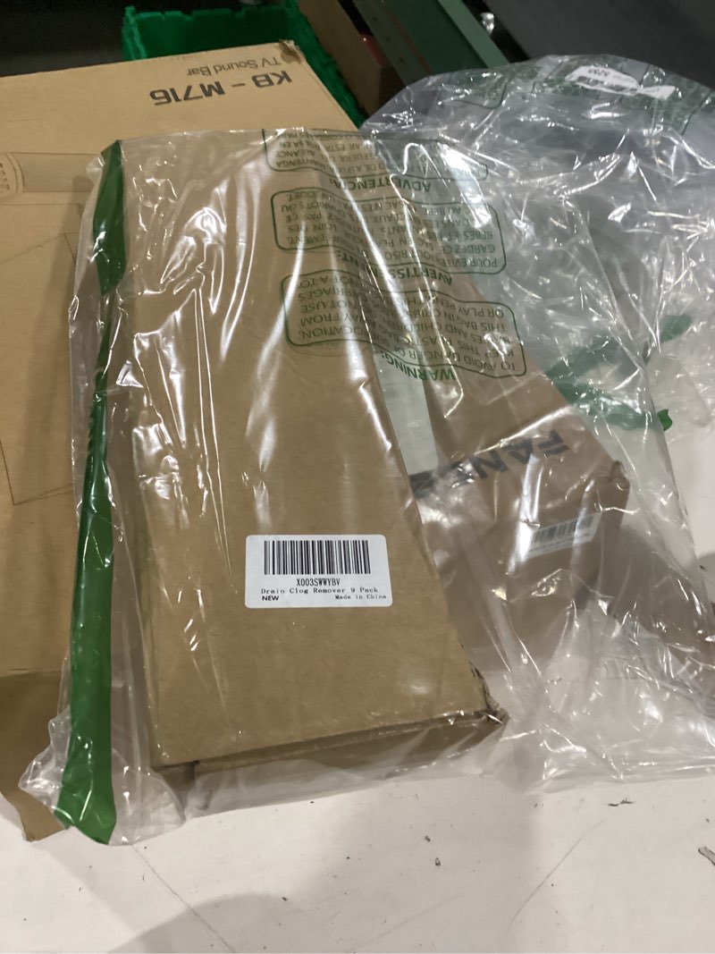 Condition photo showing New/Like New for 35.5inch drain clog remover(1pcs), 25inch drain snake hair remover(6pcs) ? cleaning brush(2pcs), hair catcher drain auger cleaner tool set for toilet, kitchen sink, bathroom tub, sewer, 9 pack