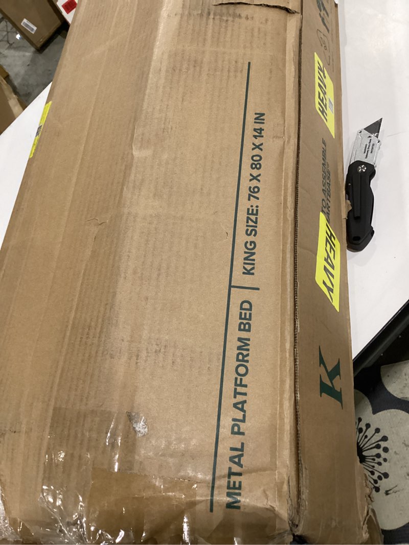 Condition photo showing As Is for Metal platform bed king size