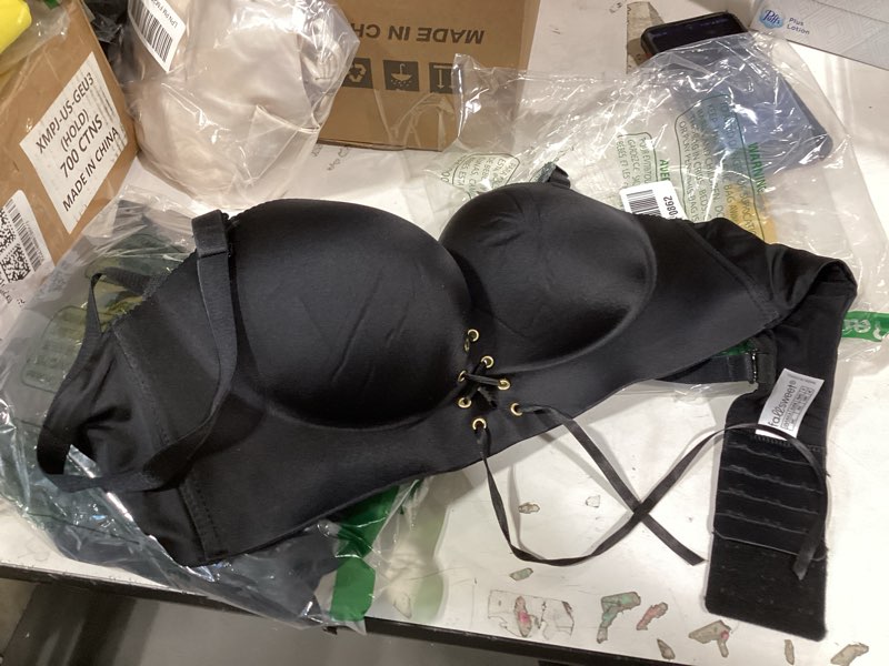 Condition photo showing Good Condition for fallsweet add two cup lace bras for women push up wirefree brassieres 34c black